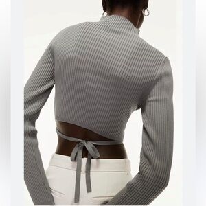 Babaton sculpt tie back mock neck long sleeve